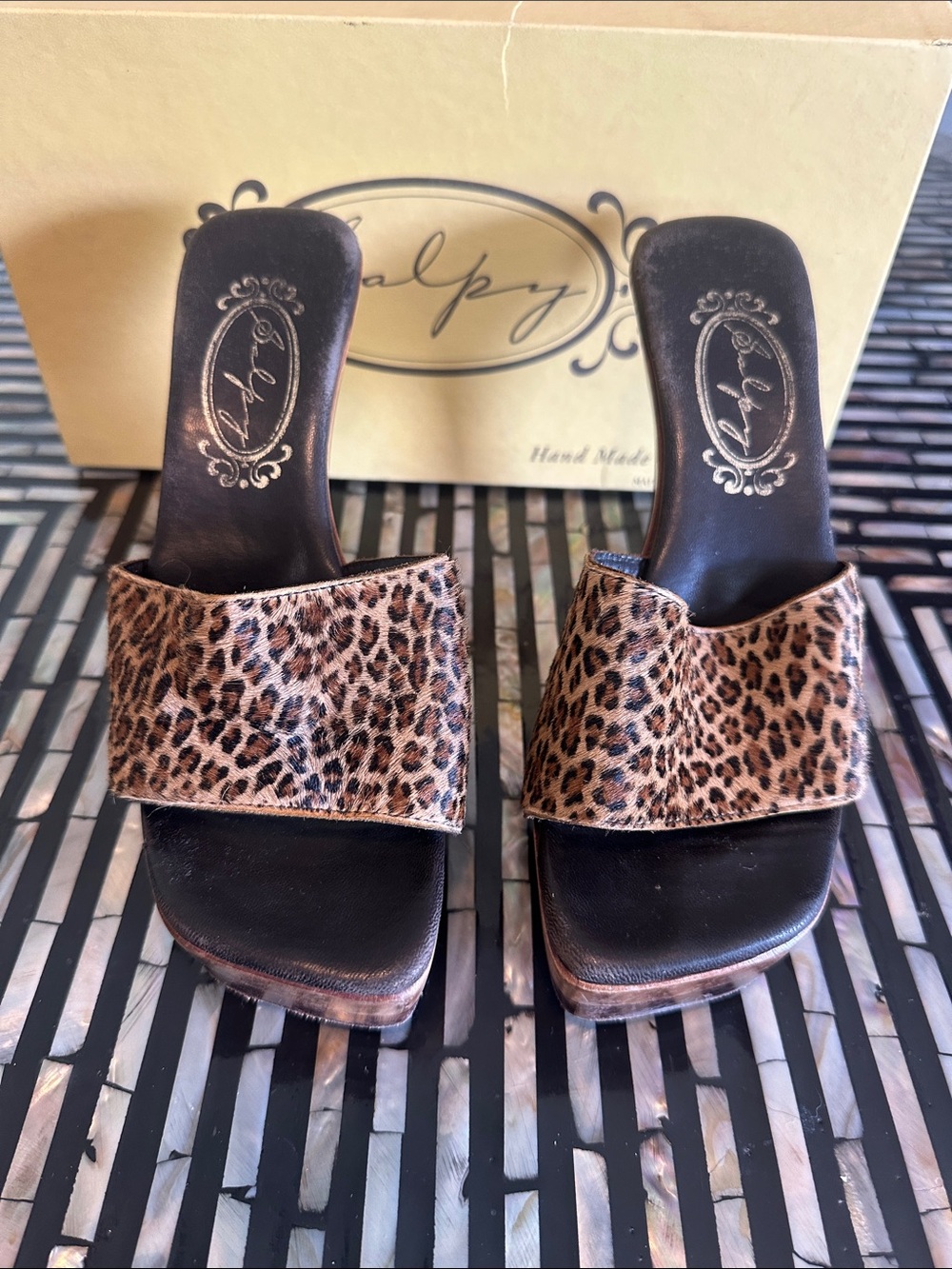 Salpy Mara Leopard Print Clogs With Wooden Heel 👡👡